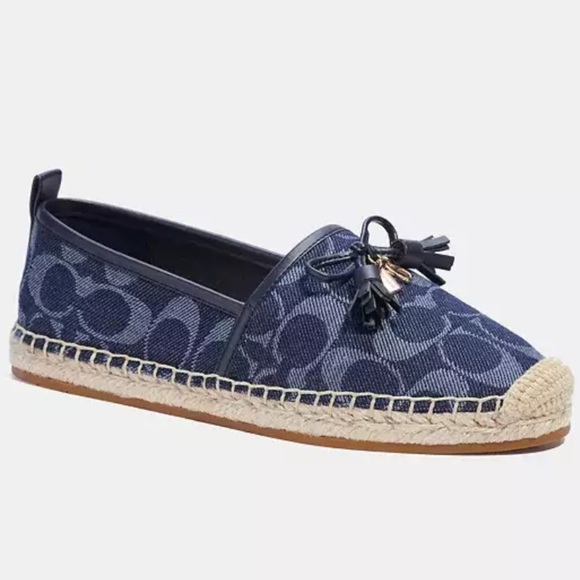Coach Carson Blue Signature Denim Espadrilles Size 8.5 NWOT